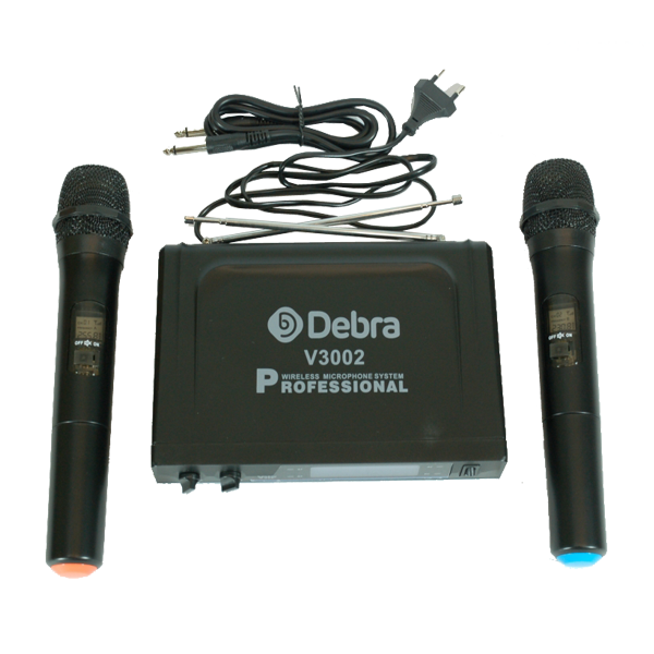 Двоен безжичен VHF микрофон Debra 3002 с фиксирана честота